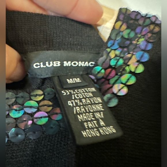 Club Monaco Black Top with Sequins - Picture 3 of 5
